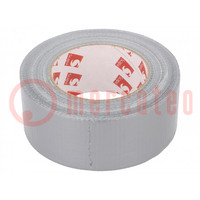 Tape: duct; W: 48mm; L: 50m; Thk: 0.14mm; silver; rubber; -10÷75°C