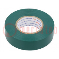 Tape: electro-isolatie; W: 19mm; L: 20m; Thk: 150um; groen; PVC-folie