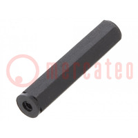 Screwed spacer sleeve; hexagonal; polyamide; M2; L: 25mm; black