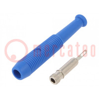 Socket; 2mm banana; 6A; 60VDC; Overall len: 39mm; blue; on cable