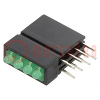 LED; in housing; 1.8mm; No.of diodes: 4; green; 20mA; 70°; 5÷17mcd