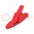 Crocodile clip; 34A; red; Grip capac: max.30mm; Socket size: 4mm