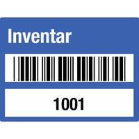 SafetyMarking Etik. Inventar Barcode und 1001 - 2000, 4 x 3 cm 1000 Stk Schachf. Version: 02 - blau