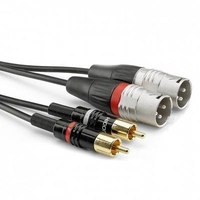 SOMMERCABLE HICON HBP-M2C2-0150 - CABLE ADAPTADOR DE AUDIO (2 CONECTORES RCA Y 2 CONECTORES XLR DE 3 PINES, 1,50 M), COLOR NEGRO