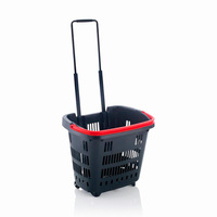 Rolling basket 34 liter | grijs, ca.RAL 7021 rood, ca. RAL 3020