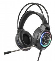 Manhattan RGB LED Over-Ear USB Gaming Headset (Clearance Pricing), Wired, USB-A Plug, Stereo Sound, Adjustable Microphone, Integrated Volume Control, Color-LED Lighting, 2m Cabl...
