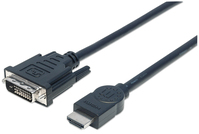 Manhattan 372510 video átalakító kábel 3 M HDMI A-típus (Standard) DVI-D Fekete