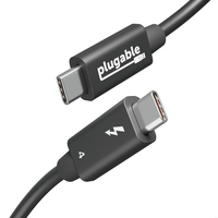 Plugable Technologies Thunderbolt 4 Cable 240W Charging, TBT4 Certified, 3.3 ft (1M), 40 Gbps