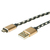 ROLINE 11.02.8819 kabel USB 0,8 m USB 2.0 USB C Micro-USB B Czarny, Złoto