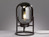 LED Tischlampe Industrial mit Glaskugel Rauchglas - Höhe 34cm