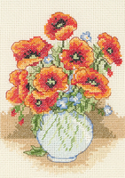 Counted Cross Stitch Kit: Starter: Poppy Vase