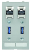 Daten-Modul, 2 x USB-Buchse Typ A 3.0/2 x RJ45-Buchse auf 2 x USB-Buchse Typ A 3