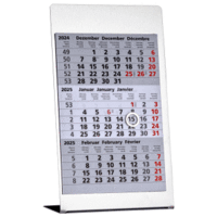 3-Monats-Tischkalender 10,5 x 23cm Edelstahl 2025