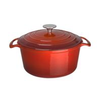 Vogue Round Casserole Dish in Red - Cast iron - 125(H)x 235(�) mm - 4Ltr