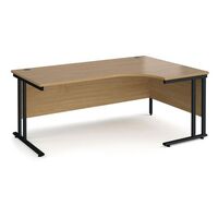 Traditional ergonomic desks - delivered and installed - black frame, oak top, right hand, 1800mm