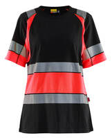 Damen High Vis T-Shirt 3410 Klasse 1 schwarz/rot