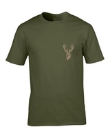 Vadász póló (szarvas hímzéssel) kerek nyakú TOP, katonai szín, 3XL