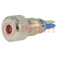 Kontrollleuchte: LED; flach; orange; 24VDC; Ø8mm; IP67; Messing