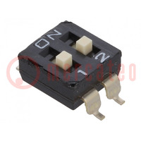 Switch: DIP-SWITCH; Poles number: 2; ON-OFF; 0.1A/50VDC; Pos: 2