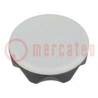 Knob; Ø: 56mm; H: 29mm; technopolymer PA; Ømount.hole: 8mm; Cap: grey