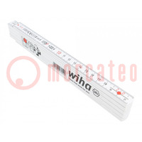 Folding ruler; L: 2m; Width: 15mm; white