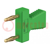 Connector: 2mm banana; stackable safety shunt; green; 10A; 30.4mm