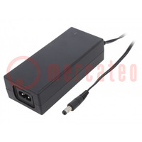 Power supply: switched-mode; 12VDC; 5A; Out: 5,5/2,5; 60W; -5÷40°C