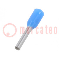 Terminale: boccola; isolata; rame; 0,75mm2; 8mm; stagnato; azzurro