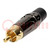 Plug; RCA; male; short; straight; soldering; black; gold-plated