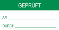 Etiketten - GEPRÜFT AM DURCH, Grün/Weiß, 3.8 x 7.3 cm, Baumwollgewebe, B-500