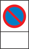 Parkplatzschild - Eingeschränktes Haltverbot, Rot/Blau, 25 x 15 cm, Folie