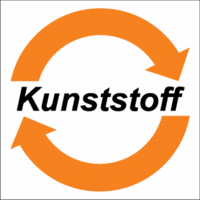 System-Wertstoffkennzeichnung - Kunststoff, Weiß/Orange, 10 x 10 cm, PVC-Folie