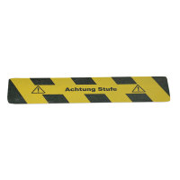 Antirutschbelag, Antirutsch-Bodenmarkierung-Streifen,gelb/schwarz,mit Warnzeichen + Text, 61 x 15 cm
