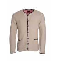 James & Nicholson klassische Herren Trachtenstrickjacke JN640 Gr. S beige/anthrazit-melange/rot