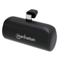 MANHATTAN Power Bank hordozható töltő és telefon állvány, 5000mAh, Beépített USB-C csatlakozóval, 10W, fekete