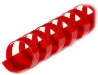 Plastikbinderücken 21 Ringe 19mm rot (100 Stück)
