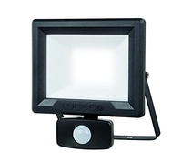 LUCECO PROYECTOR LED ECO SLIMLINE CON SENSOR DE MOVIMIENTO PIR, 22,5 X 18,5 X 7 CM, CLASIFICACIÓN IP65, 30 W, COLOR NEGRO