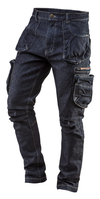 NEO TOOLS PANTALON DE TRAVAIL EN DENIM 8 POCHES POUR HOMME TAILLE XS À XXXL COUTURES RENFORCÉES AU NIVEAU DES GENOUX MÉLANGE 98%