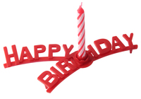 Artikeldetailsicht - Fackelmann 8 Kerzen + 1 Halter Happy Birthday 8 cm Wachs/Kunststoff