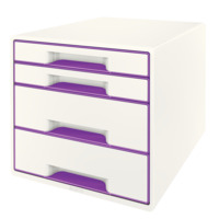 Schubladenbox WOW CUBE, 4 Schubladen, Polystyrol, weiß/violett