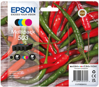 Epson 503 inktcartridge 4 stuk(s) Origineel Normaal rendement Zwart, Cyaan, Magenta, Geel