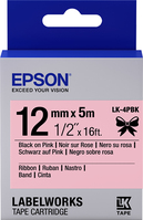 Epson Etikettenkassette, Satinband LK-4PBK Schwarz/Pink 12 mm (5 m)