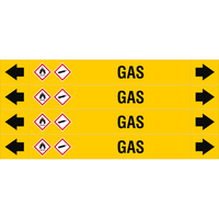 Brady ASME - Pipemarkers - Gas Táblás biztonsági jelzés 4 db