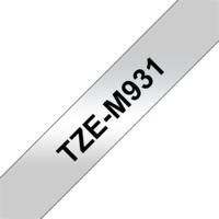 BROTHER szalag TZe-M931, Matt ezüst alapon Fekete, Laminált, 12mm 0.47", 8 méter