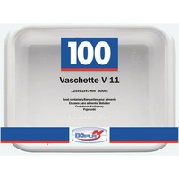 Vaschette bianche V/11 in polistirene 125x95x47mm conf. 100 pz Dopla Professional 400 ml - 7012