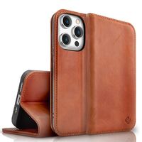 NALIA Genuine Leather Flipcase compatible with iPhone 15 Pro Case, Handmade 100% Cowhide Leather RFID Protection Cover, Stand Function Card Slots, Premium Shockproof Flip Wallet...