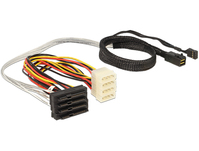 SAS Kabel HD x 4 SFF 8643 Stecker auf 4 x SAS 29 Pin SFF 8482 Buchse, 0,5m, Delock® [83390]