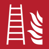Brandschutzschild - Feuerleiter, Rot, 15 x 15 cm, Folie, Selbstklebend, Weiß