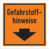 Fahnenschild - Gefahrtstoffhinweise, Orange/Schwarz, 15 x 15 cm, Kunststoff