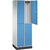 Armario guardarropa de acero de dos pisos INTRO, A x P 620 x 500 mm, 4 compartimentos, cuerpo gris luminoso, puertas en azul luminoso.